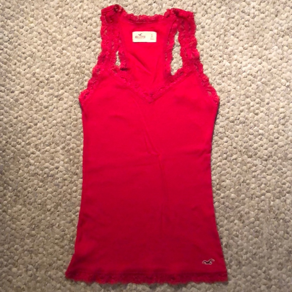 Beautiful Hollister racerback tank top. Bright red color, size small.
